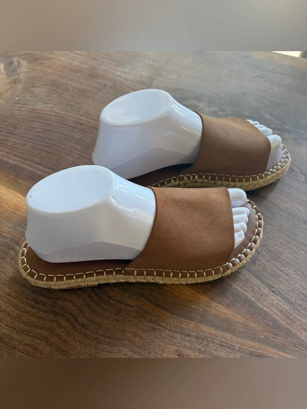 Abercrombie & Fitch New! Brown Slide Sandals with Espadrille Stitching size 38